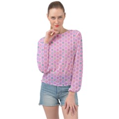 Hexagonal Pattern Unidirectional Banded Bottom Chiffon Top by Dutashop