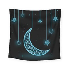 Moon Star Neon Wallpaper Square Tapestry (small) by Dutashop