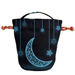 Moon Star Neon Wallpaper Drawstring Bucket Bag by Dutashop