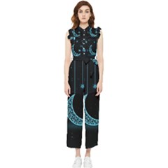 Moon Star Neon Wallpaper Women s Frill Top Jumpsuit by Dutashop