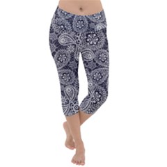 Flowers Mandala Ornament Lightweight Velour Capri Yoga Leggings by goljakoff