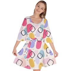 Watercolor Circles  Abstract Watercolor Velour Kimono Dress by SychEva