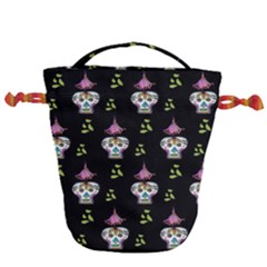 Skull Pattern Drawstring Bucket Bag by Sparkle