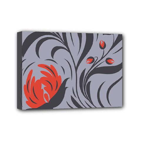 Flowers Print, Poster  Folk Floral Art  Mini Canvas 7  X 5  (stretched) by Eskimos