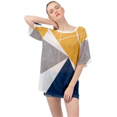 Pattern Abstrait Effet Bleu/jaune Oversized Chiffon Top by kcreatif