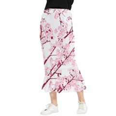 Fleurs De Cerisier Maxi Fishtail Chiffon Skirt by kcreatif