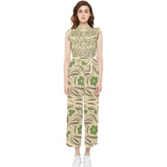 Folk Floral Pattern  Abstract Flowers Print  Seamless Pattern Women s Frill Top Jumpsuit by Eskimos