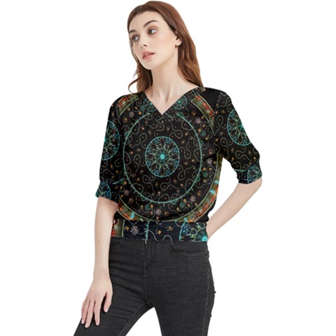Mandala - 0008b - The Coffee Eye Quarter Sleeve Blouse by WetdryvacsLair