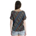 Multicolored Mosaic Print Pattern V-Neck Flutter Sleeve Top View2