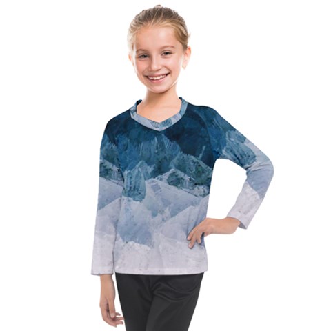 Blue Sea Waves Kids  Long Mesh Tee by goljakoff