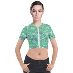 Folk Floral Pattern  Abstract Flowers Print  Seamless Pattern Short Sleeve Cropped Jacket by Eskimos