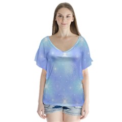 Heavenly Flowers V-neck Flutter Sleeve Top by SychEva