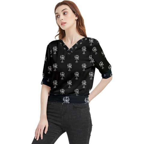 Ancient Greek Artwork Motif Pattern Quarter Sleeve Blouse by dflcprintsclothing