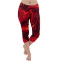 Red Vivid Marble Pattern 15 Lightweight Velour Capri Yoga Leggings View1