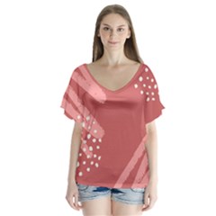 Terracota  V-neck Flutter Sleeve Top by Sobalvarro