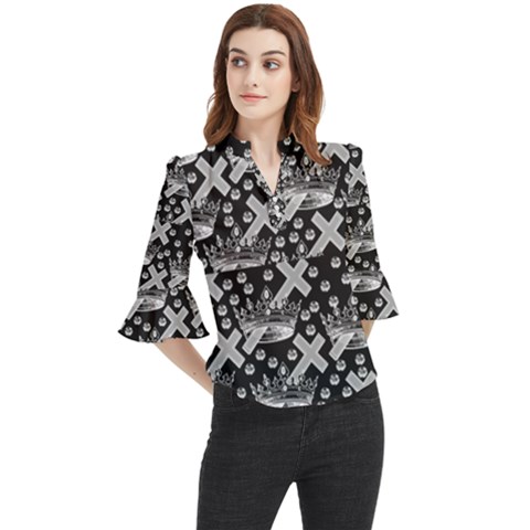 Royalcrown Loose Horn Sleeve Chiffon Blouse by PollyParadise