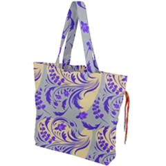 Folk Floral Pattern  Abstract Flowers Surface Design  Seamless Pattern Drawstring Tote Bag by Eskimos