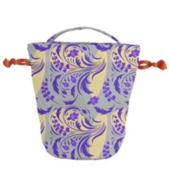 Folk Floral Pattern  Abstract Flowers Surface Design  Seamless Pattern Drawstring Bucket Bag by Eskimos