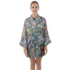 Multicolored Watercolor Stones Long Sleeve Satin Kimono by SychEva