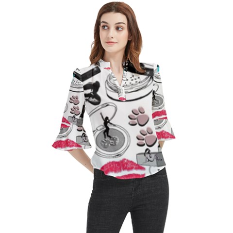 Love2 Loose Horn Sleeve Chiffon Blouse by PollyParadise