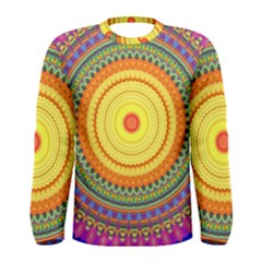 Neon Calliope Kaleidoscope Mandala Men s Long Sleeve Tee by CrypticFragmentsDesign