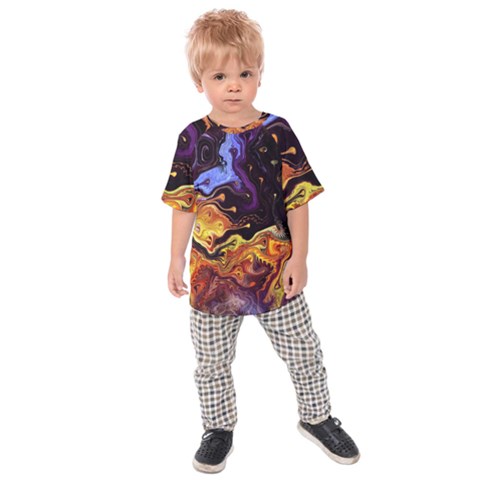 Nebula Starry Night Skies Abstract Art Kids  Raglan Tee by CrypticFragmentsDesign