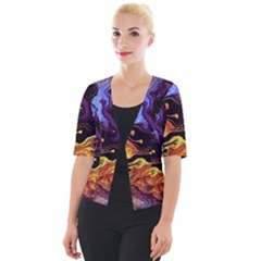 Nebula Starry Night Skies Abstract Art Cropped Button Cardigan by CrypticFragmentsDesign