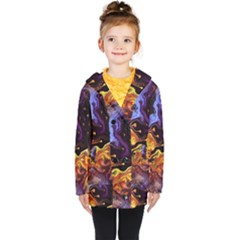 Nebula Starry Night Skies Abstract Art Kids  Double Breasted Button Coat by CrypticFragmentsDesign
