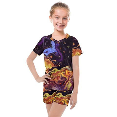 Nebula Starry Night Skies Abstract Art Kids  Mesh Tee And Shorts Set by CrypticFragmentsDesign
