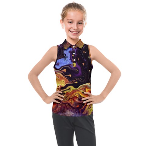 Nebula Starry Night Skies Abstract Art Kids  Sleeveless Polo Tee by CrypticFragmentsDesign