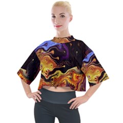 Nebula Starry Night Skies Abstract Art Mock Neck Tee by CrypticFragmentsDesign