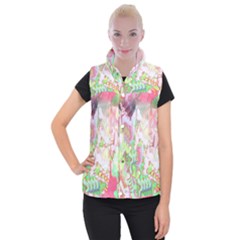 Boho Hippie Trippy Psychedelic Abstract Hot Pink Lime Green Women s Button Up Vest by CrypticFragmentsDesign