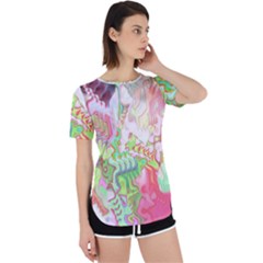 Boho Hippie Trippy Psychedelic Abstract Hot Pink Lime Green Perpetual Short Sleeve T-shirt by CrypticFragmentsDesign