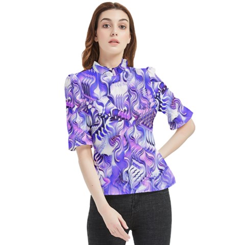 Weeping Wisteria Fantasy Gardens Pastel Abstract Frill Neck Blouse by CrypticFragmentsDesign