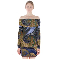 Sea Of Wonder Long Sleeve Off Shoulder Dress by LW41021