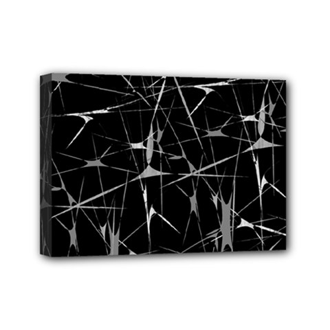 Black And White Splatter Abstract Print Mini Canvas 7  X 5  (stretched) by dflcprintsclothing