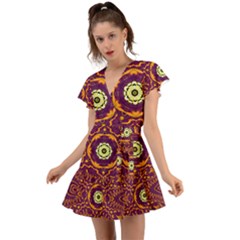 Tropical Twist Flutter Sleeve Wrap Dress by LW323