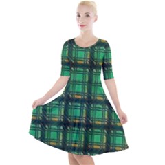 Green Clover Quarter Sleeve A-line Dress by LW323