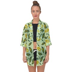 Folk Floral Pattern  Abstract Flowers Surface Design  Seamless Pattern Open Front Chiffon Kimono by Eskimos