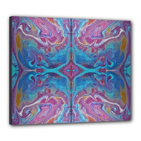 Marbling Turquoise Marbling Canvas 24  X 20  (stretched) by kaleidomarblingart