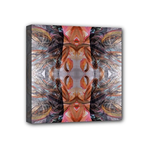 Abstract Marbling Symmetry Mini Canvas 4  X 4  (stretched) by kaleidomarblingart