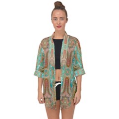 Emerald Marbling Open Front Chiffon Kimono by kaleidomarblingart