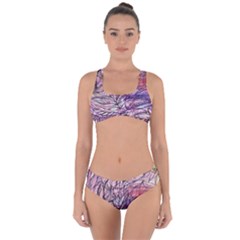 Mixed Media Leaves Criss Cross Bikini Set by kaleidomarblingart