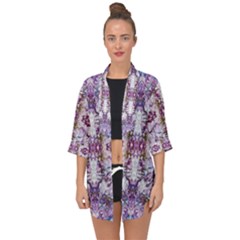 Intricate Lilac Open Front Chiffon Kimono by kaleidomarblingart