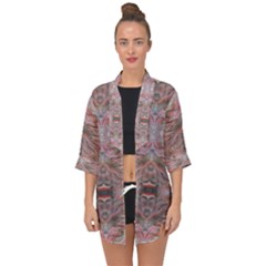 Pink Arabesque Iv Open Front Chiffon Kimono by kaleidomarblingart
