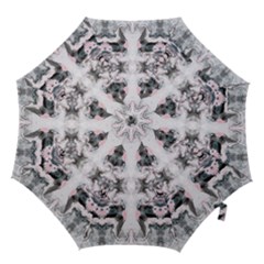Grey On Pink Marbling Hook Handle Umbrellas (medium) by kaleidomarblingart