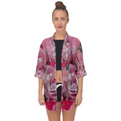 Roses Marbling  Open Front Chiffon Kimono by kaleidomarblingart