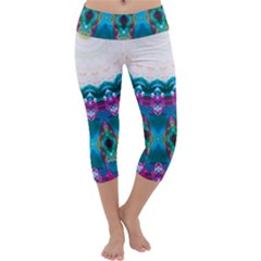 Peacock Capri Yoga Leggings by LW323
