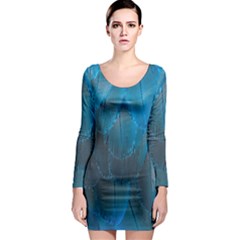 Feathery Blue Long Sleeve Bodycon Dress by LW323