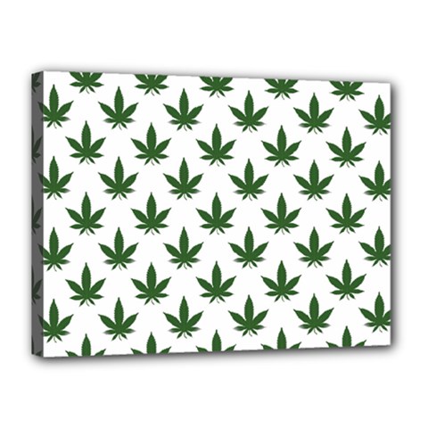 Weed At White, Ganja Leafs Pattern, 420 Hemp Regular Theme Canvas 16  X 12  (stretched) by Casemiro